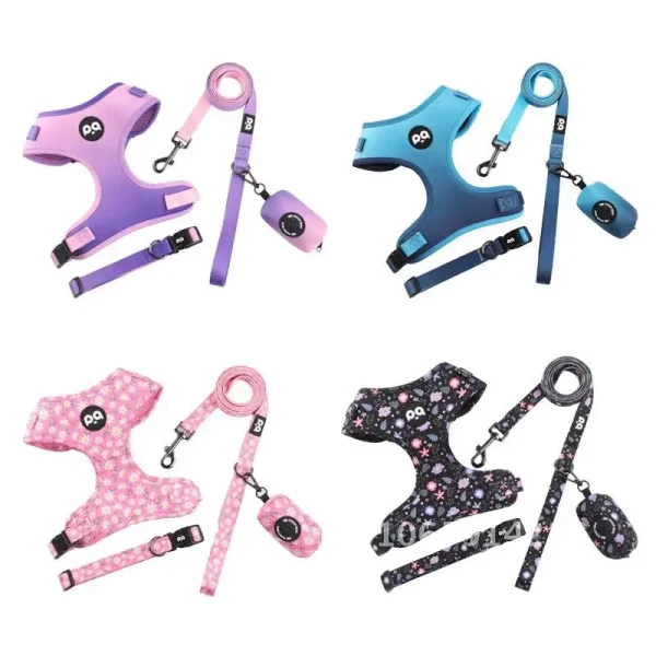 Pet Dog Harness and Leash Set Adjustable Collar Dog Harness Vest for Small Dogs Puppy Pet Lead Cats Walking Kitten Mesh Leash