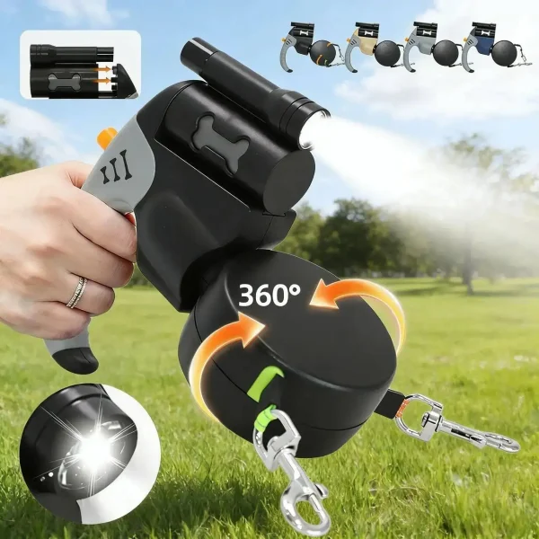 Auto Retractable Double-Headed Dog Leash 3M Rope for 2 Dogs with LED Flashlight 360 Degree Dual Traction Rope Pet Supplies
